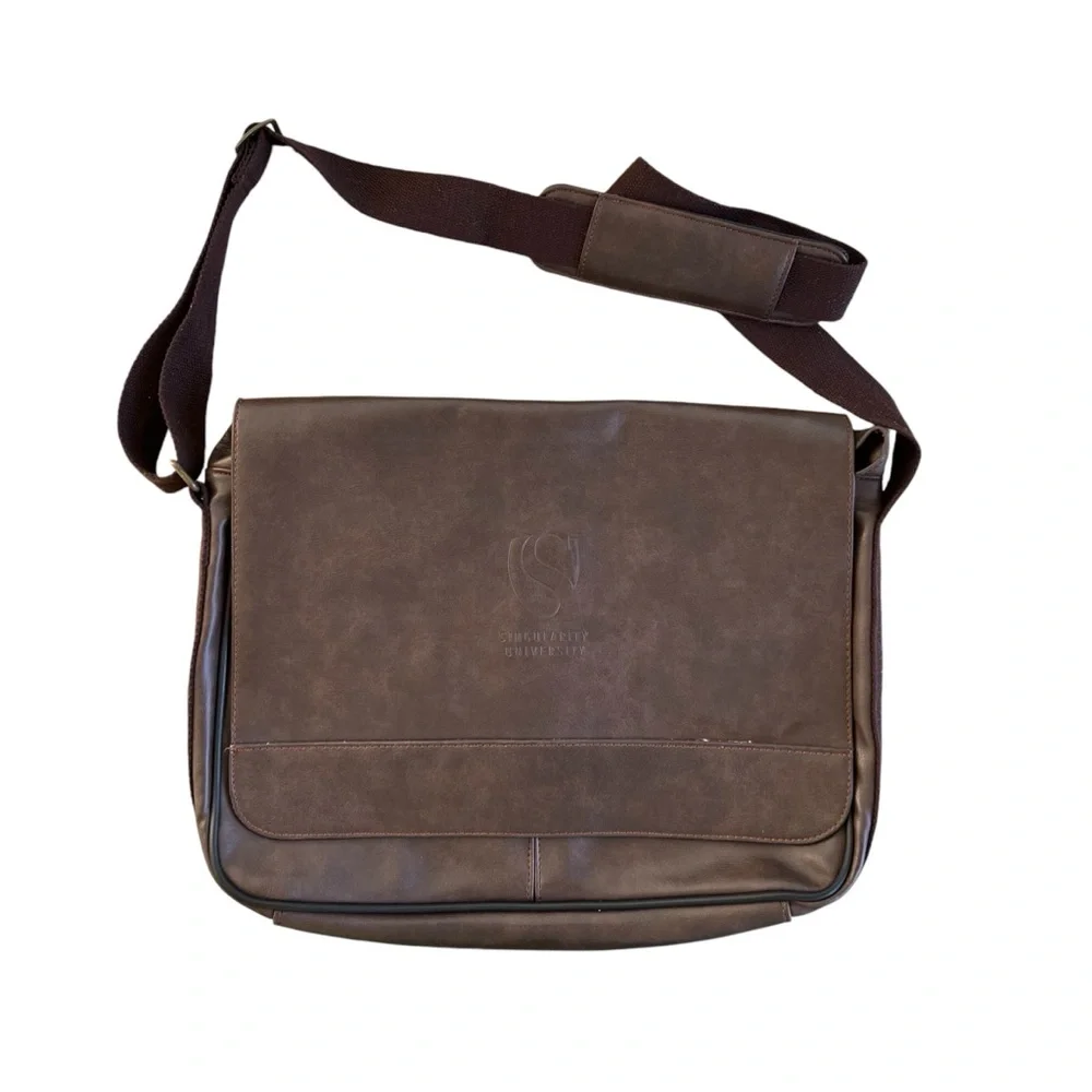 Singularity University Messenger Bag Genuine Leather Travel Laptop Shoulder Bag